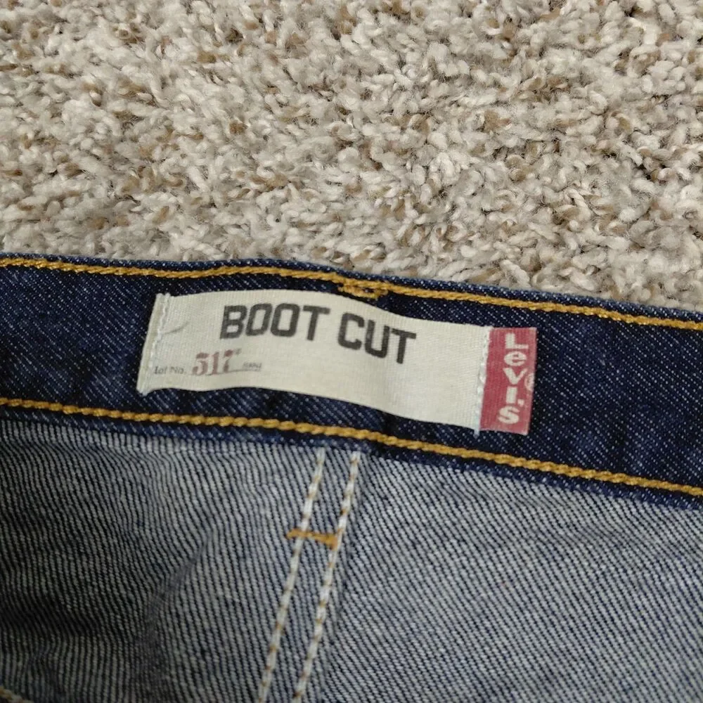Vintage Levis 517 Bootcut Jeans Mens 36x32 Blue Dark Wash Denim Y2K Boot Cut